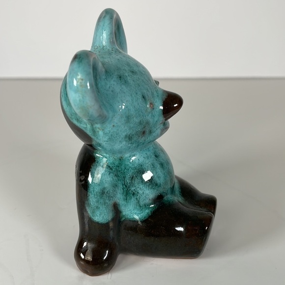 Vintage Canadiana Pottery Canuck Teddy Bear Black Blue Green Drip Glaze Canada - Picture 4 of 8